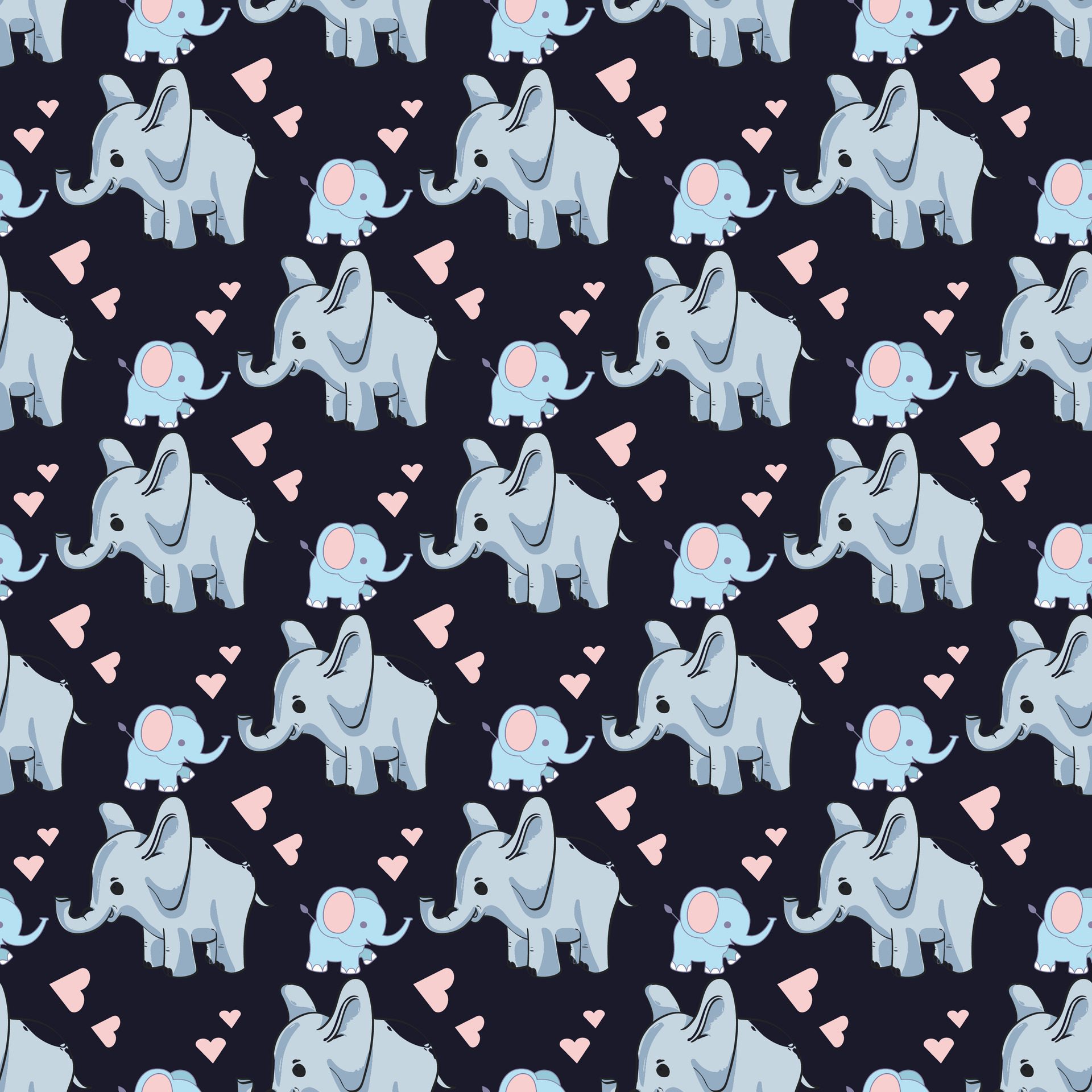 Mother And Baby Elephant Seamless Pattern Design Free Vector