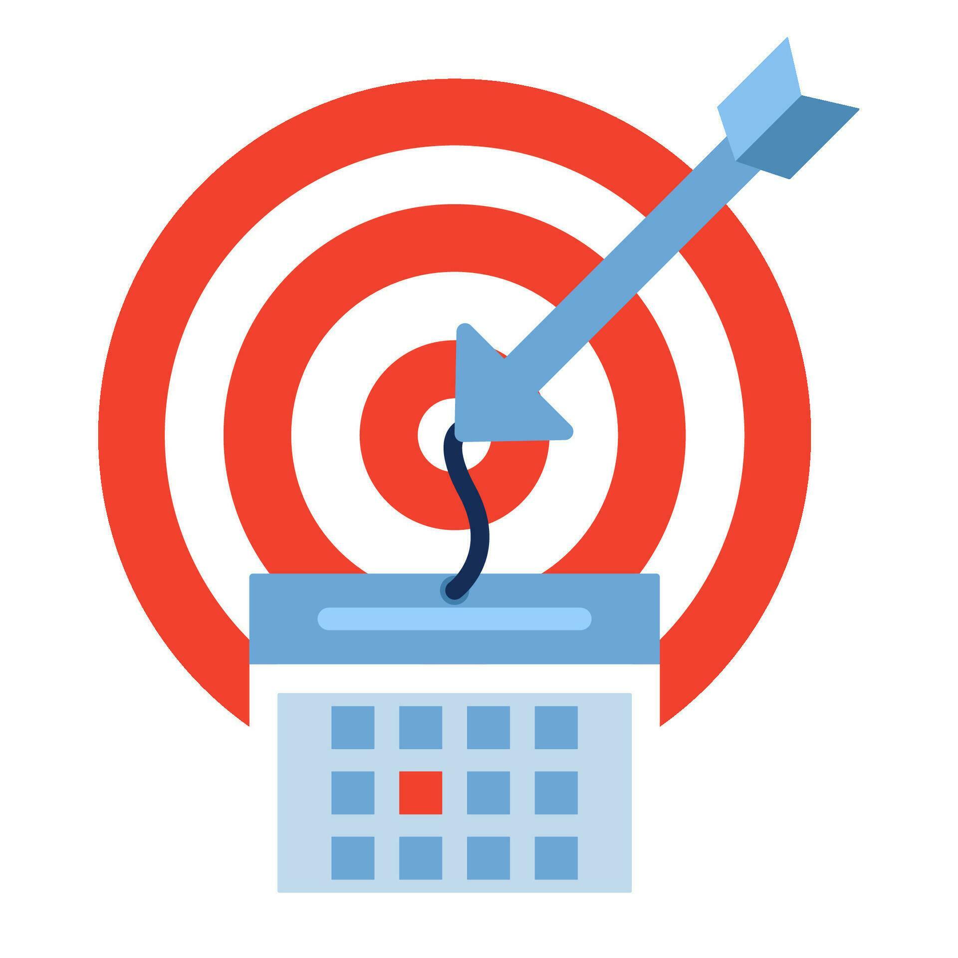 An illustration of a target with an arrow and a calendar can be used as a deadline theme Stock Free and Free SVG