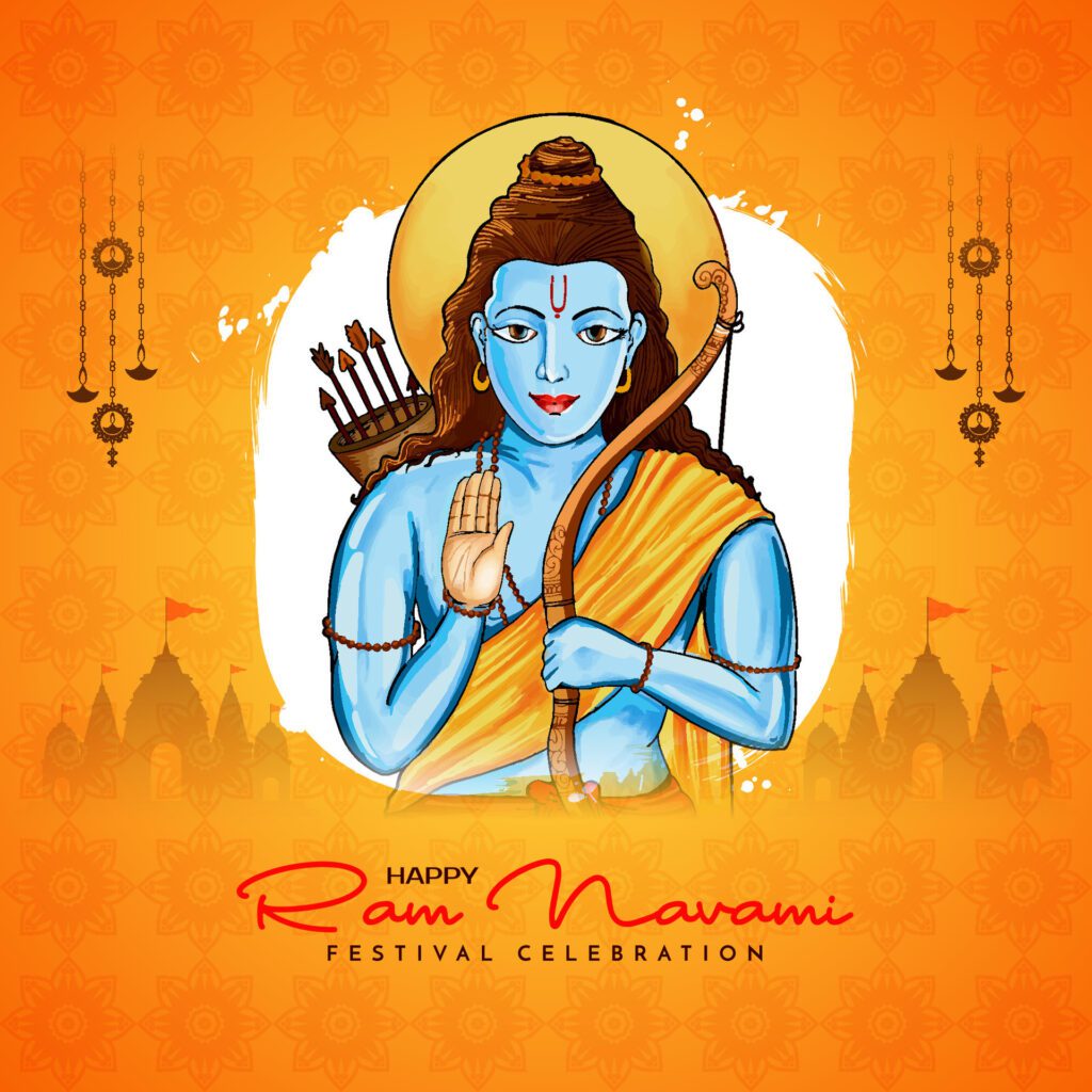 Happy Ram Navami Indian festival celebration background design Free Vector