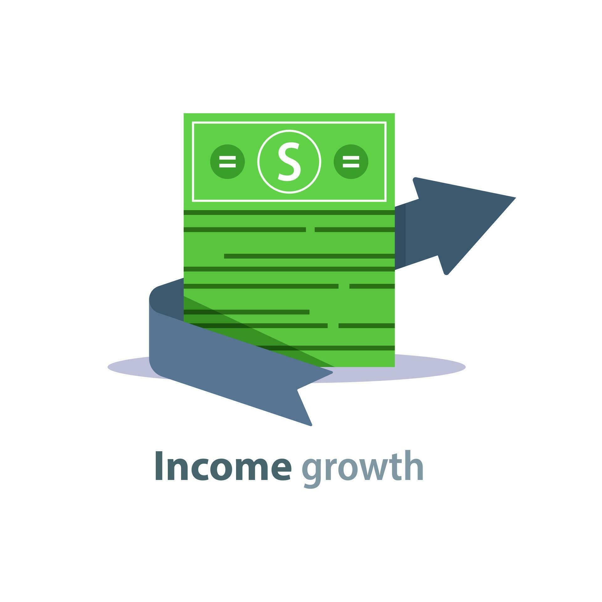 Income growth arrow,return on investment, budget planning, mutual fund, pension savings account,dividends concept Stock Free