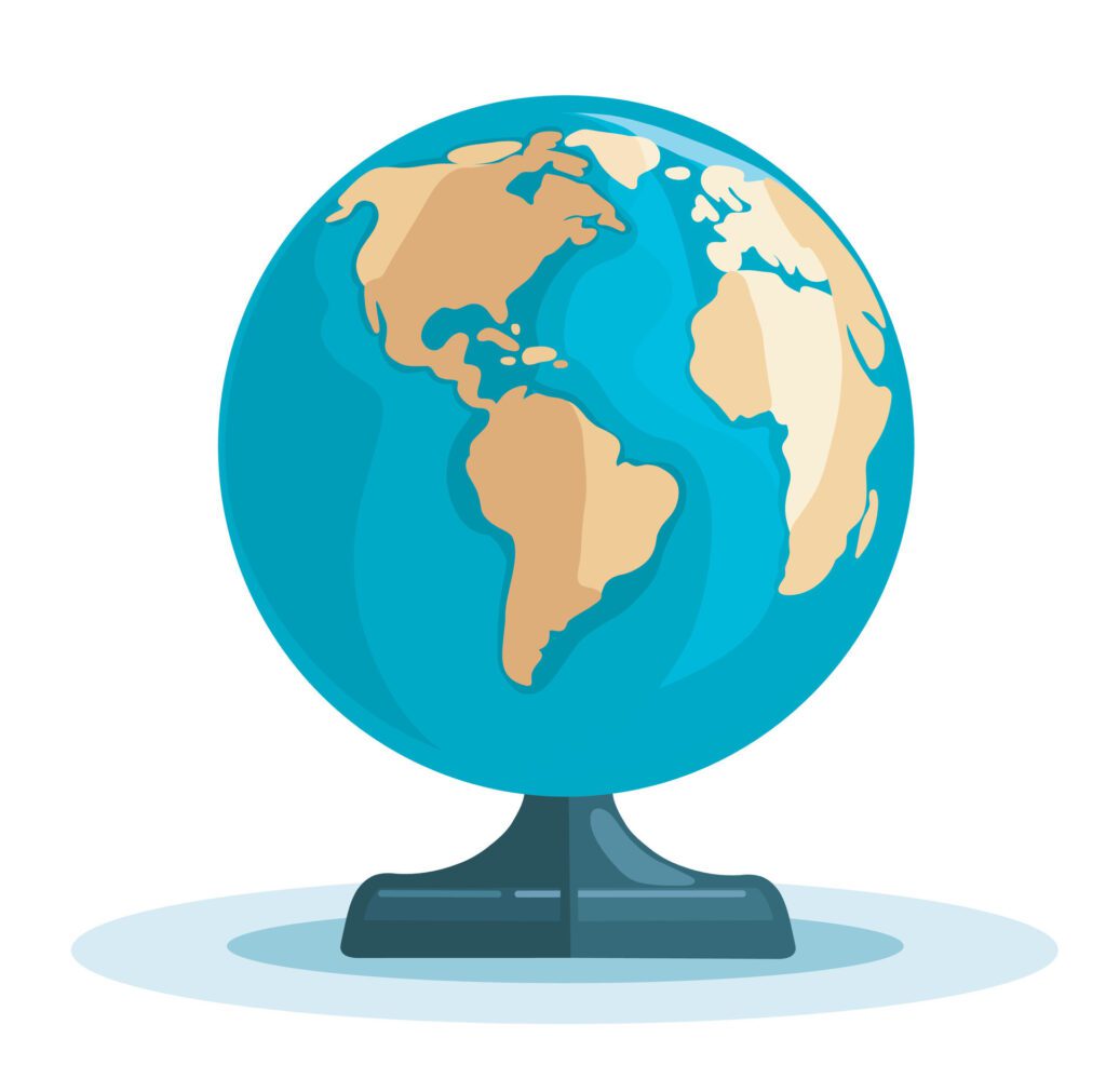 illustration of a simple flat style globe planet earth globe on a white background. concept school geography travel Free Vector