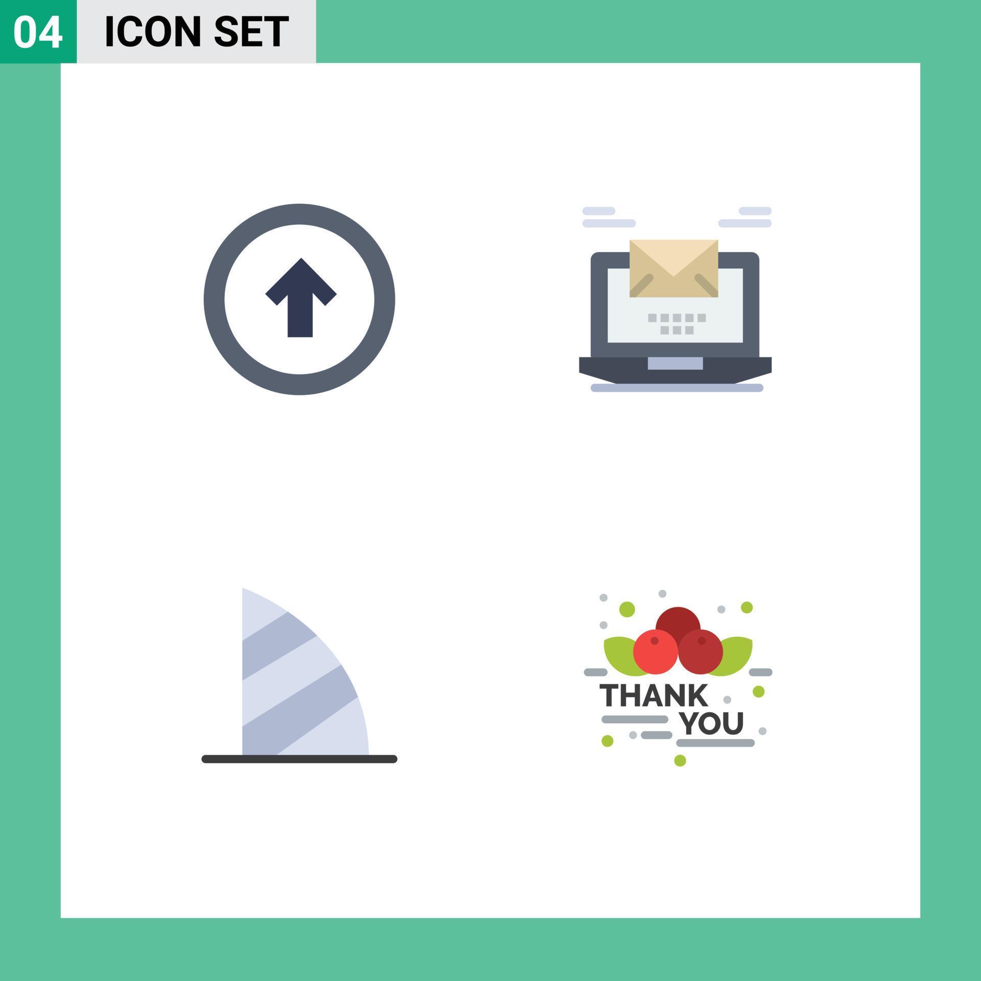 Pack of 4 Modern Flat Icons Signs and Symbols for Web Print Media such as arrow laptop user interface laptop dubai Editable Vector Design Elements Stock Free