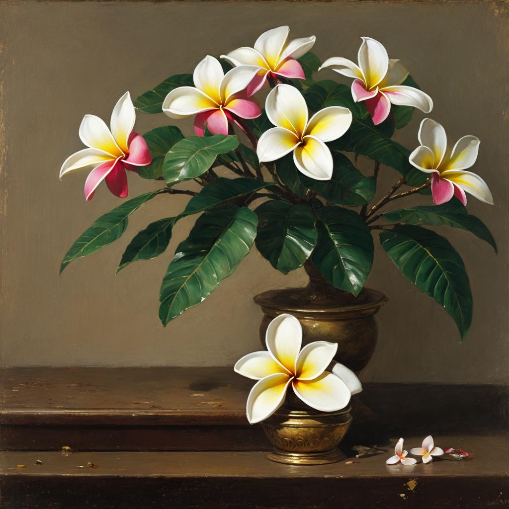 Plumeria flowers William Merritt by @ai_generated