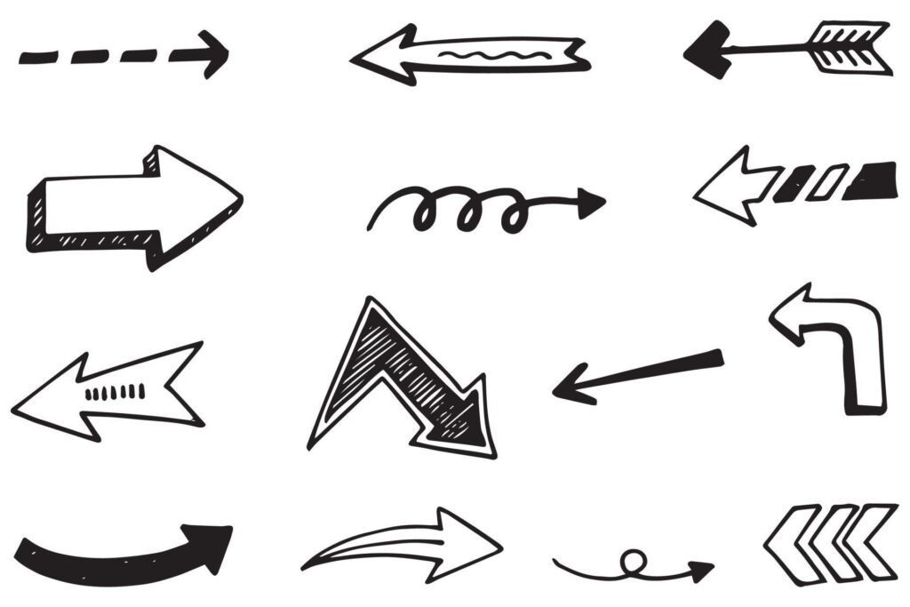 set of hand drawn arrows .Vector doodle design elements. Illustration on white background.for business infographic, banner, web and concept design. Stock Free