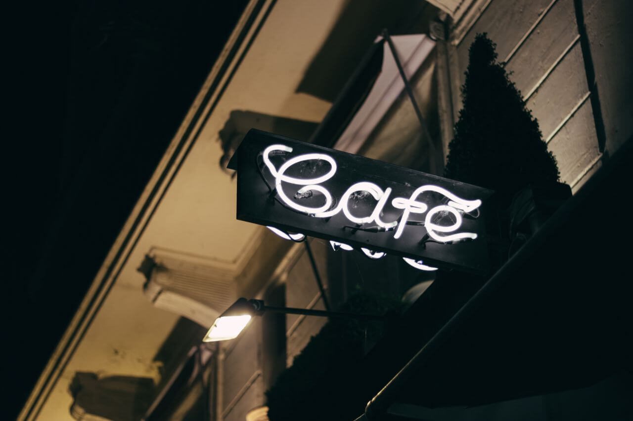 Cafe Neon Sign Night Stock Free