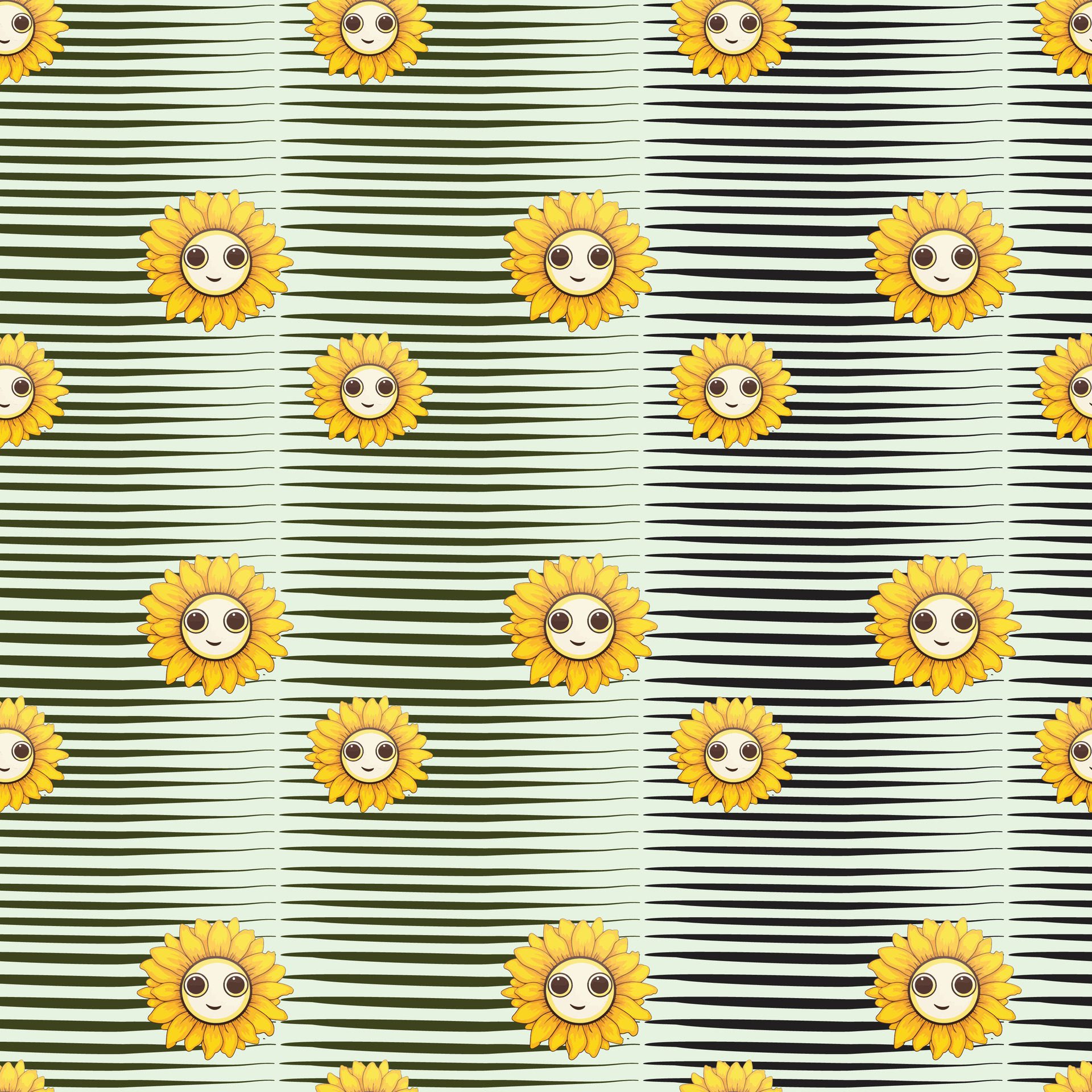 Sunflowers on Fabric Seamless Pattern Design Free Vector