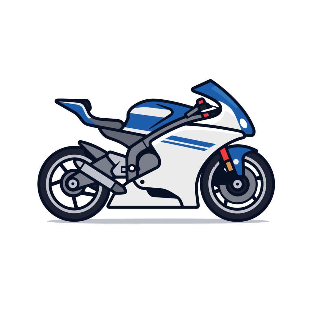 Flat cartoon illustration of motorbike isolated on white background Free Vector