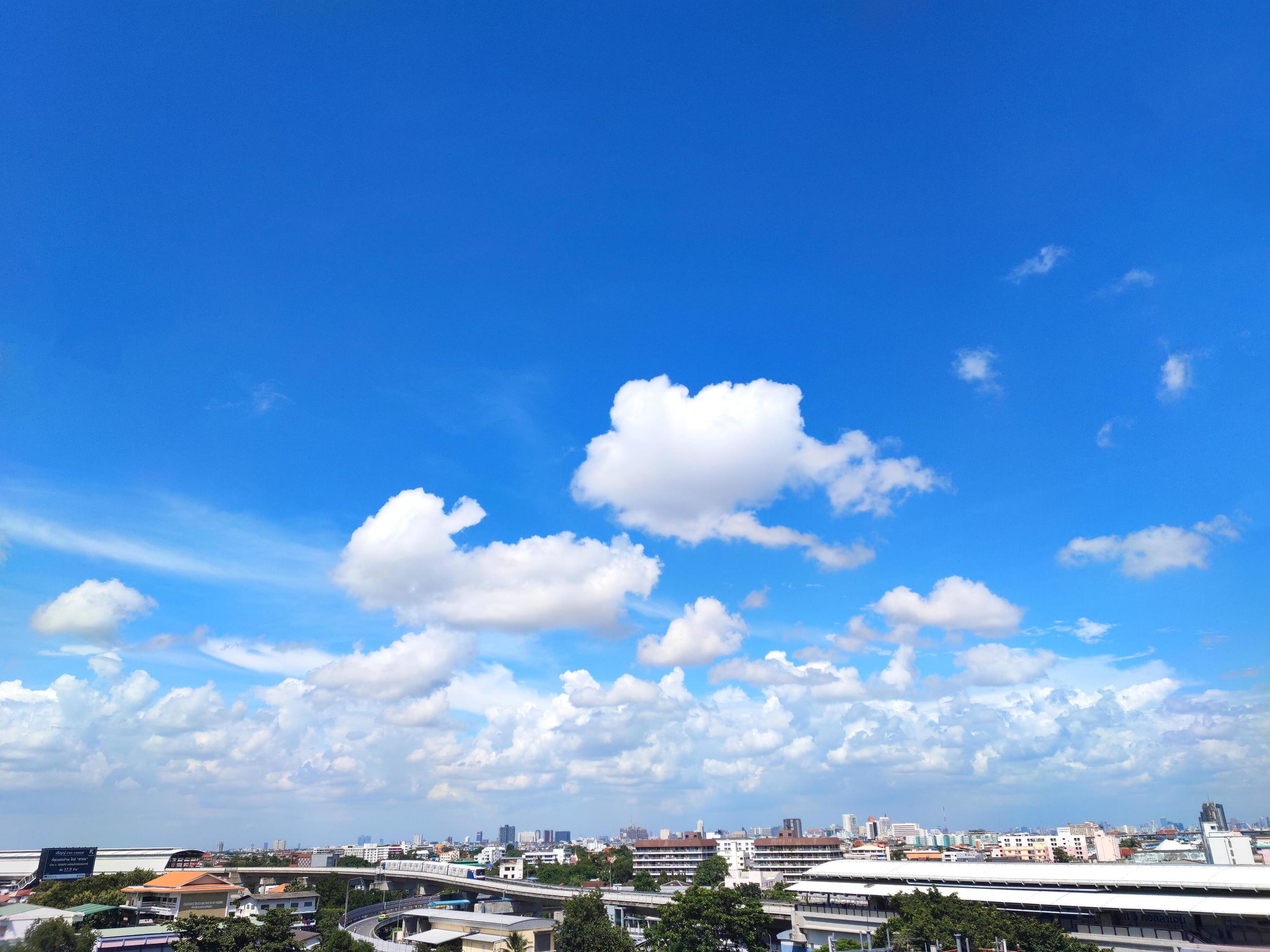 Blue Sky abstract panoramic background. Coulds nature concept with copy space. Texture and Pattern wallpaper backgrounds. Stock Free