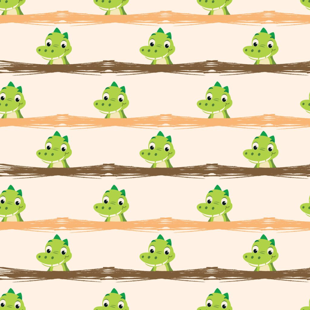 cute crocodile seamless pattern, cartoon wild animals background Free Vector