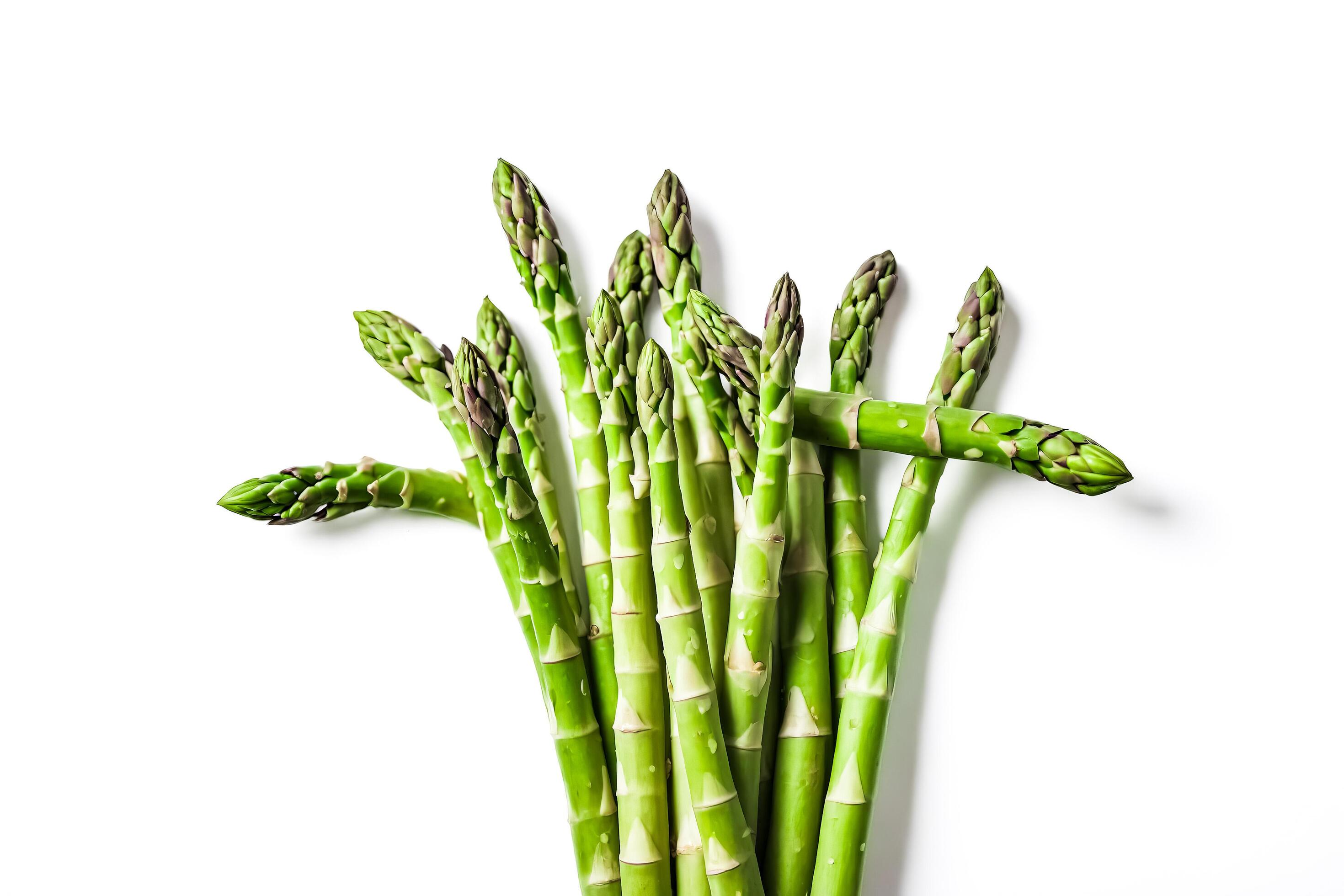 Bunch of fresh asparagus on white background Stock Free