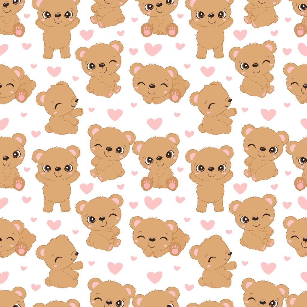 Cute little bear seamless pattern Free Vector