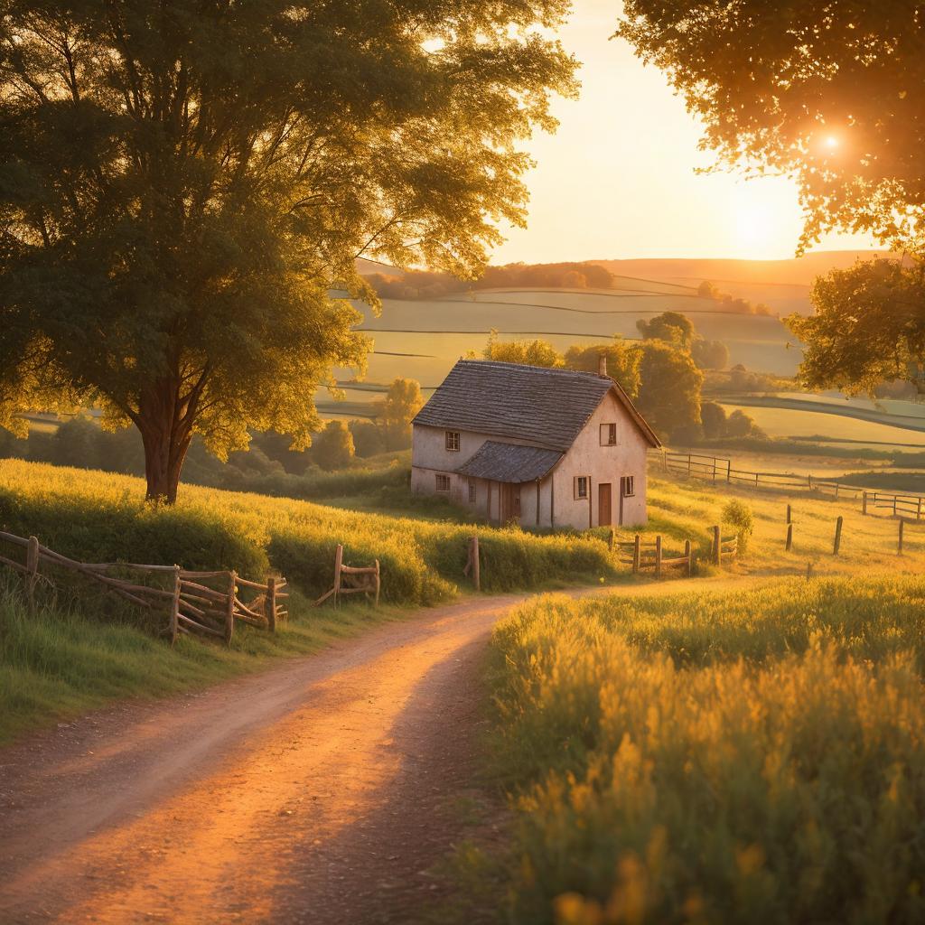 Countryside scenery, golden hour by @ai_generated