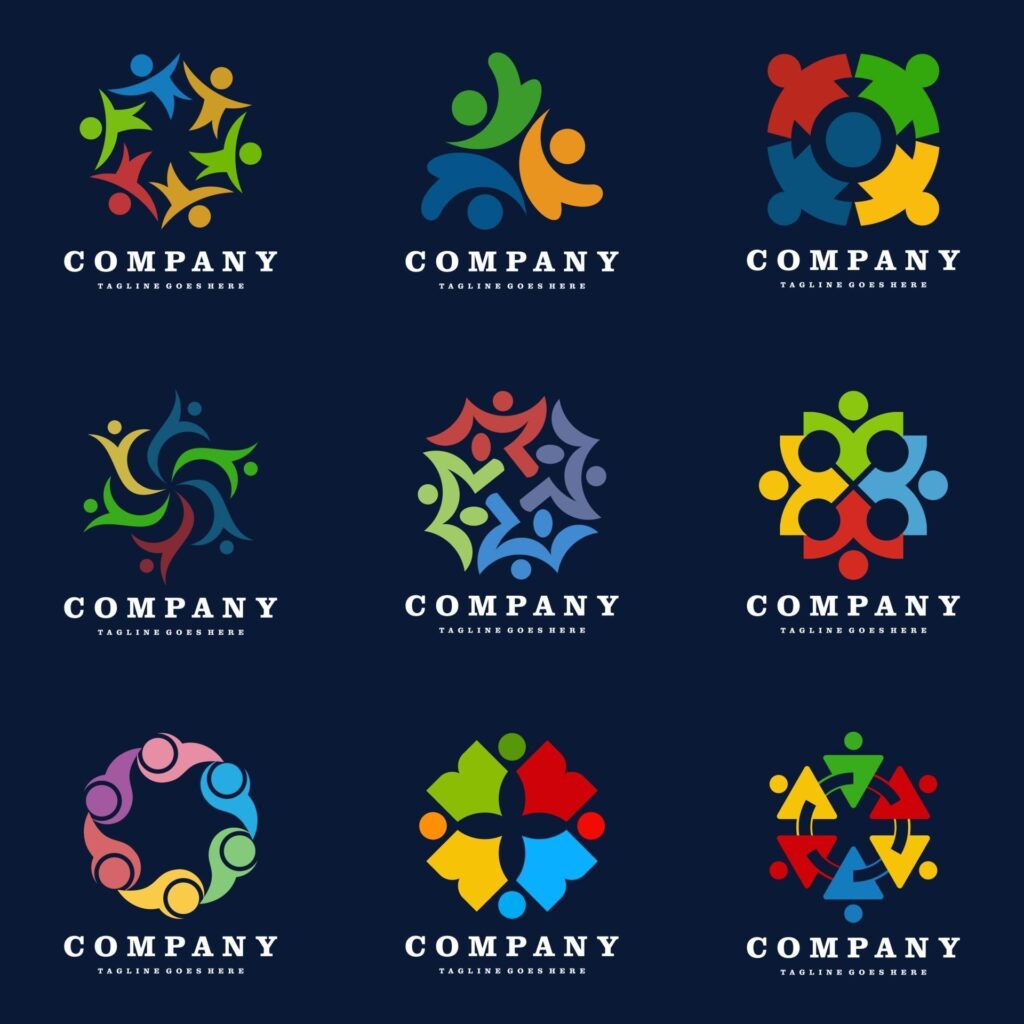 Set of vector logo design for social media, teamwork, alliance, people Stock Free