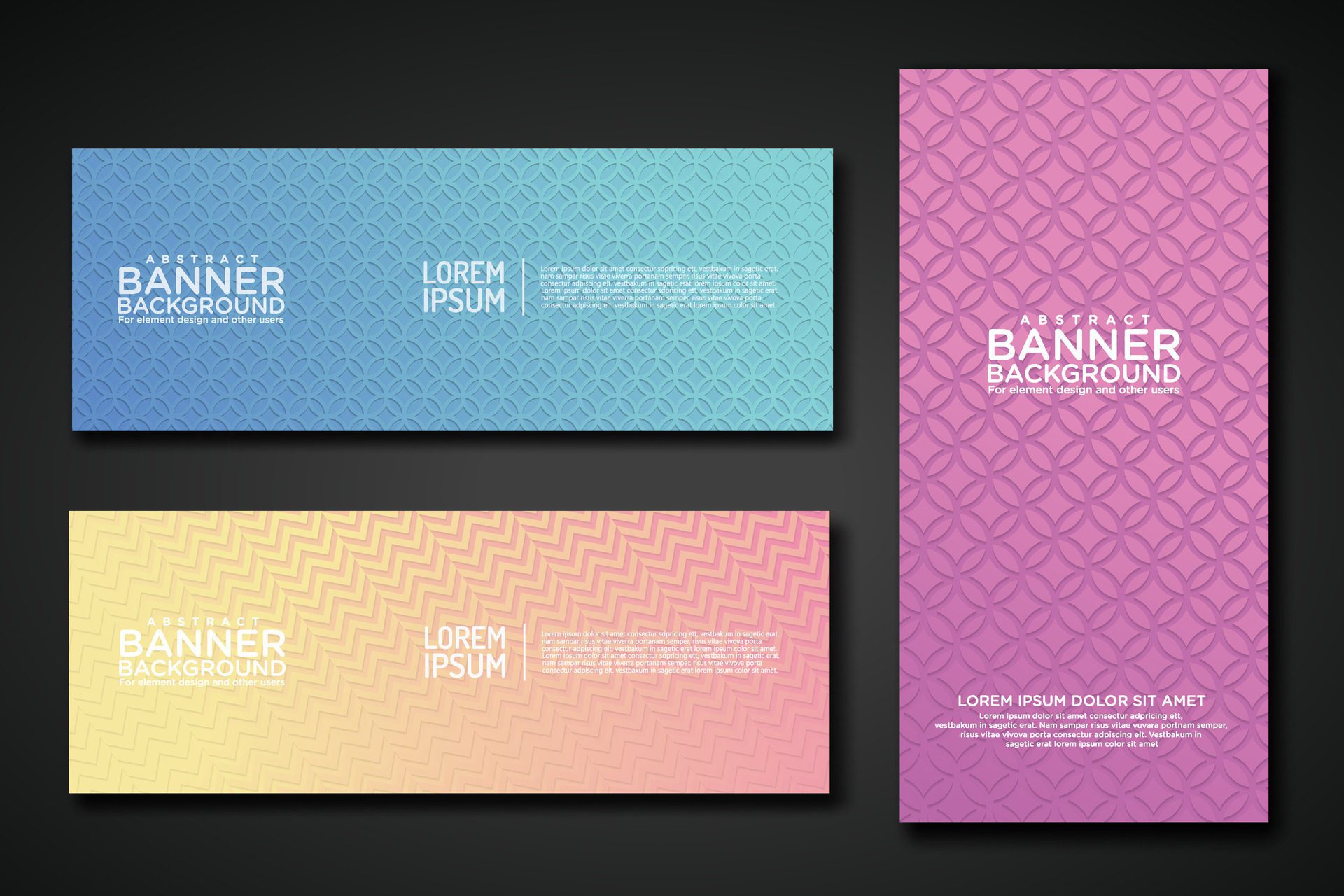 Set banner backgrounds with modern geometric lines textured pattern and colorful dynamic gradation Free Vector