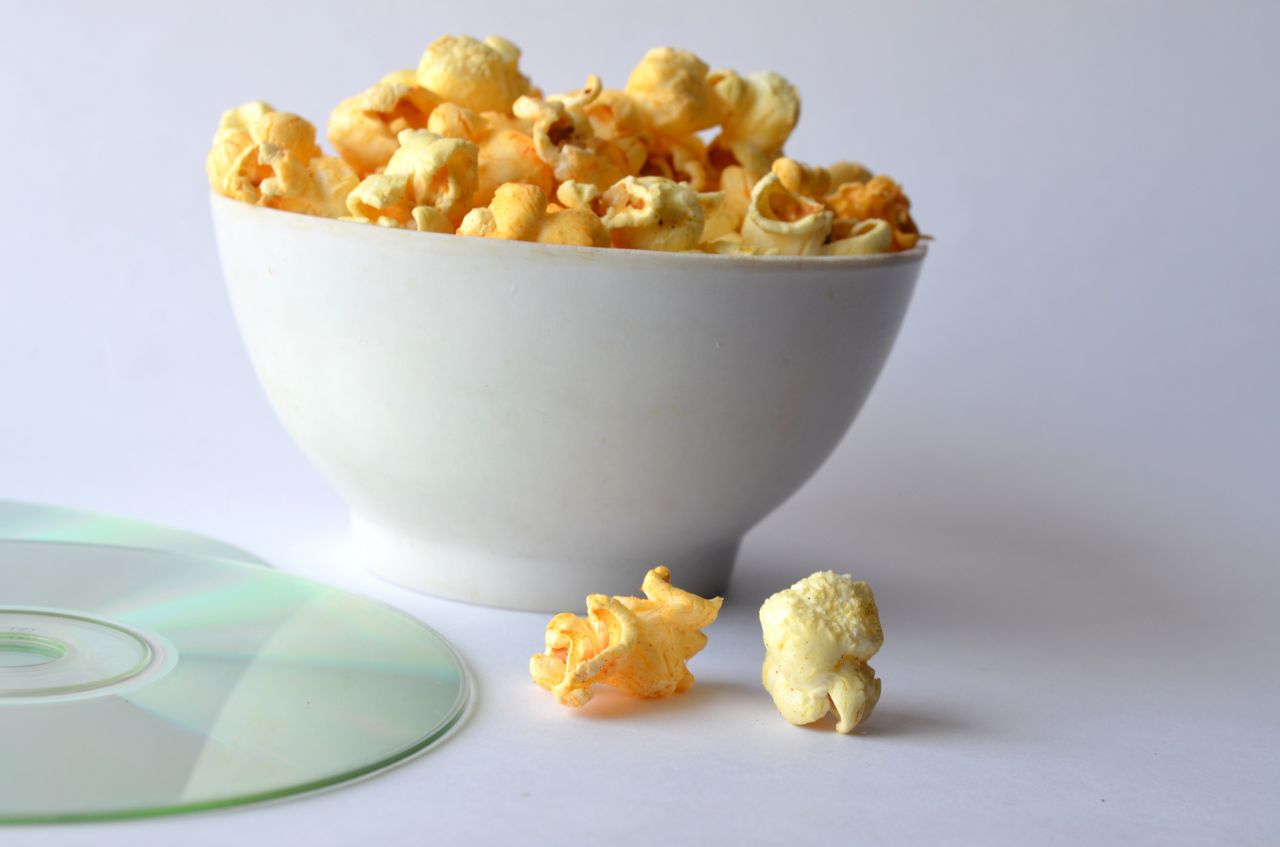 Popcorn Bowl Disc Movie Stock Free