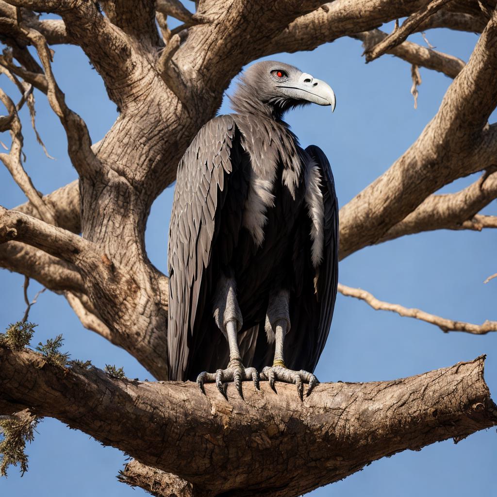 Vulture in tree, majestic by @ai_generated