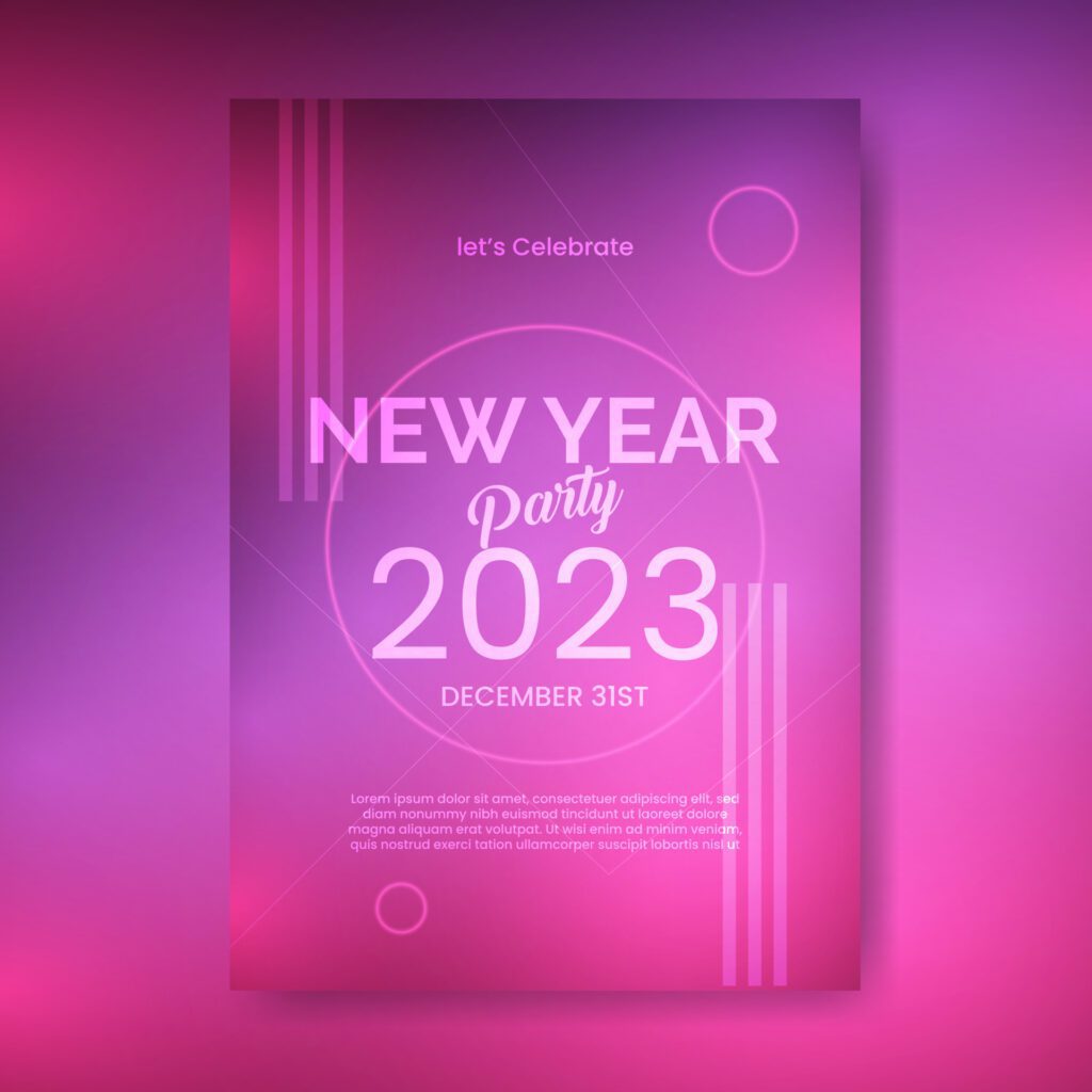 gradient vertical poster new year 2023 template design Free Vector