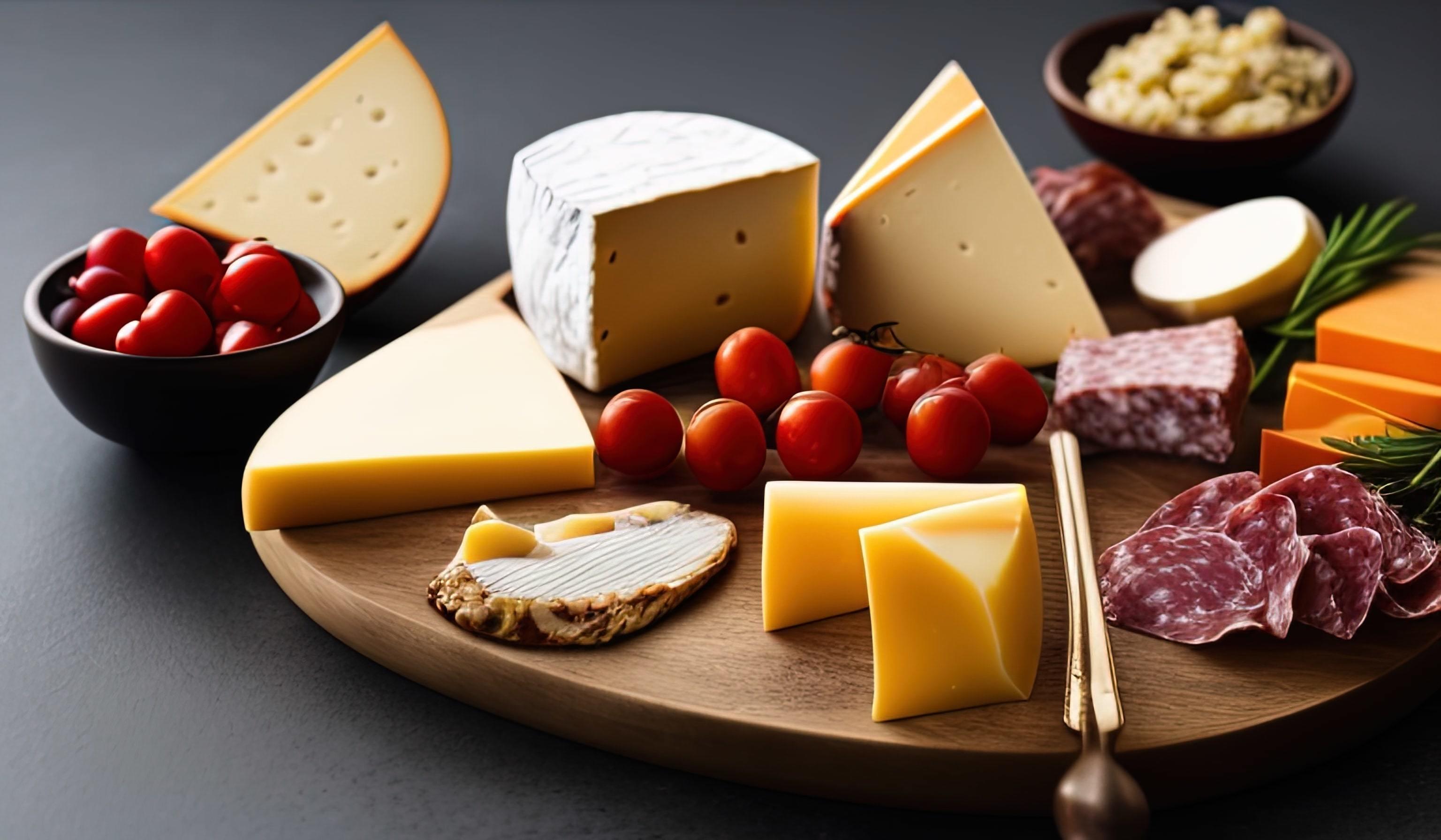 rofessional food photography close up of a Cheese and charcuterie board sitting on top of a table Stock Free