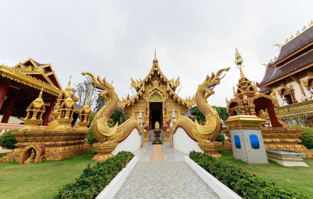 View of sangkaewphothiyan temple, travel concept Stock Free