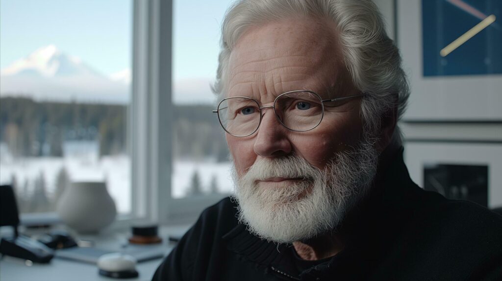 An elderly man with spectacles and a beard sitting by a window, lost in thought. Generative AI Free Photo