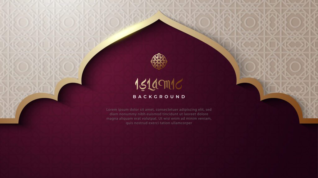 Purple islamic background with gold luxury Free Vector