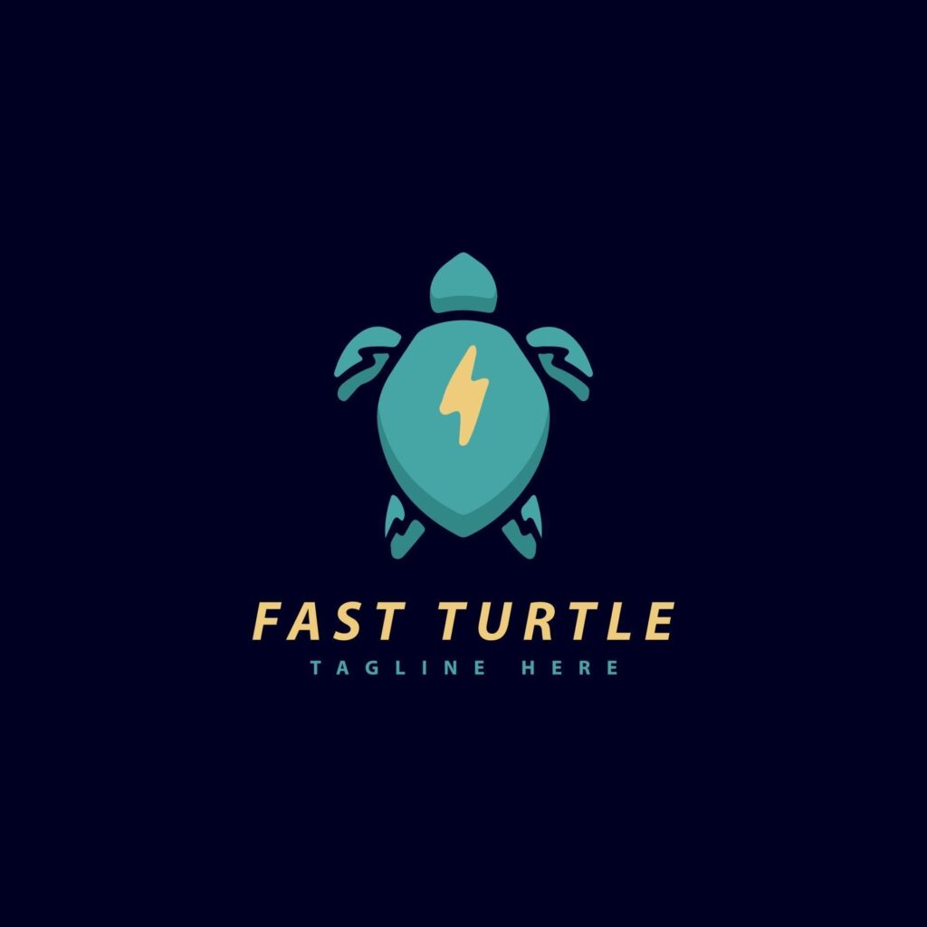 Turtle and lightning illustration. Vector graphics for logo. Stock Free