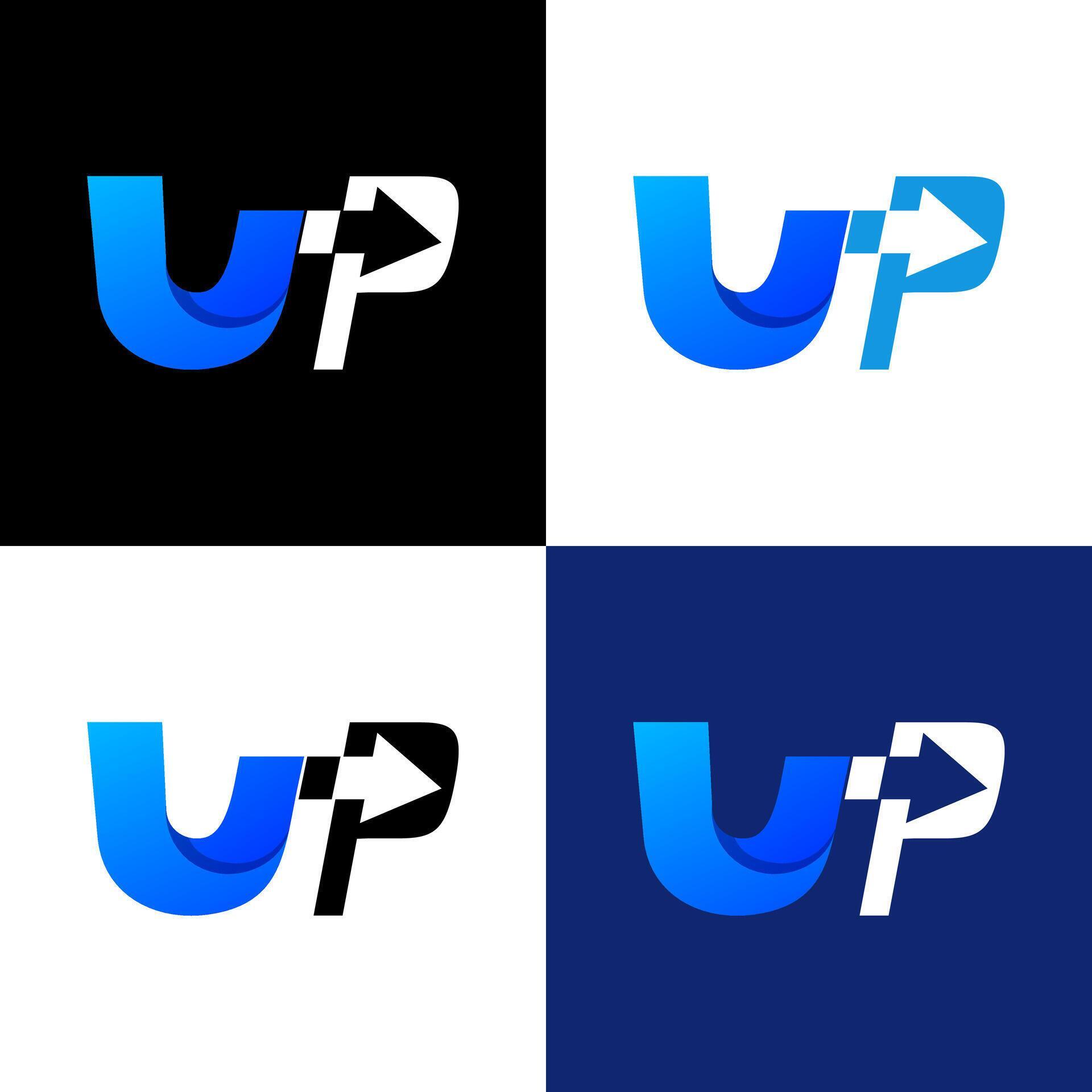 letter u p arrows creative logo design Stock Free