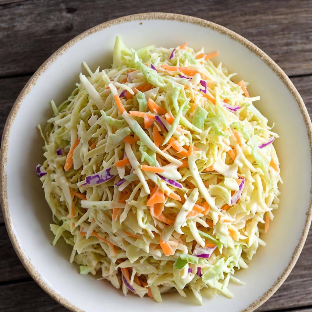 Homemade coleslaw in jaw by @ai_generated