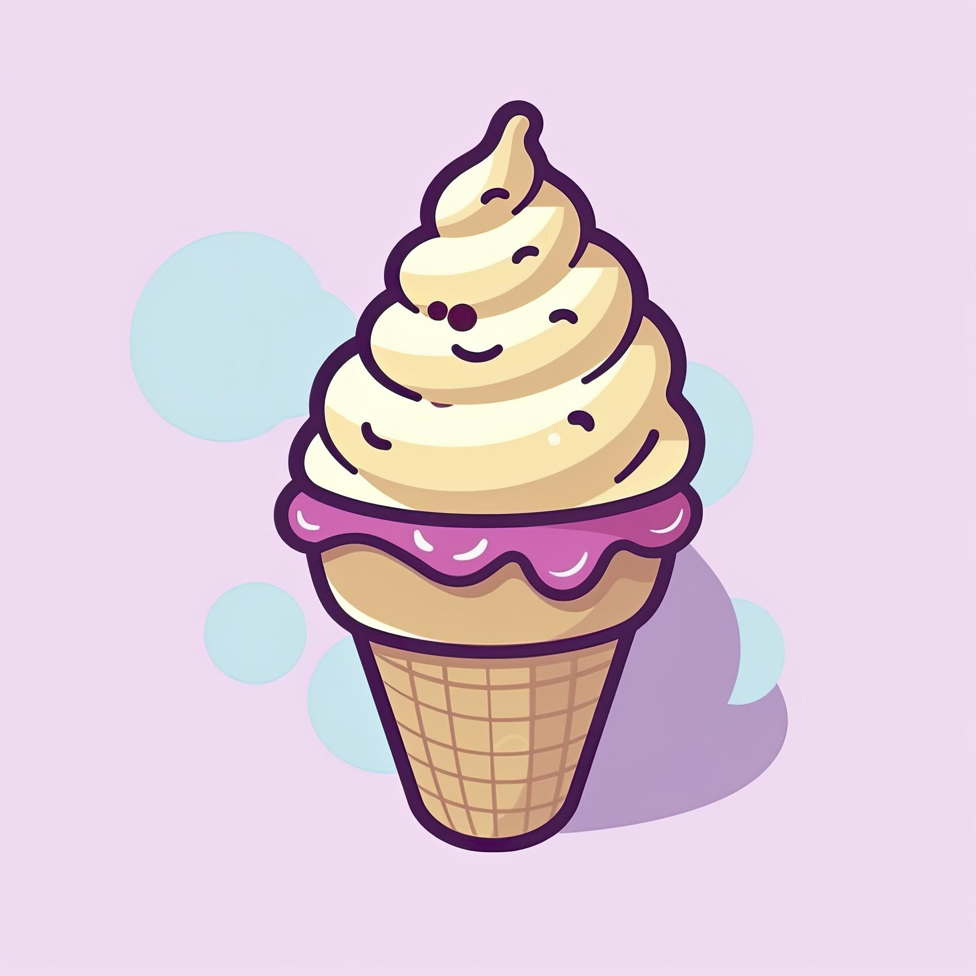 Ice cream cone cartoon icon illustration. sweet food icon concept isolated . flat cartoon style, generat ai Stock Free