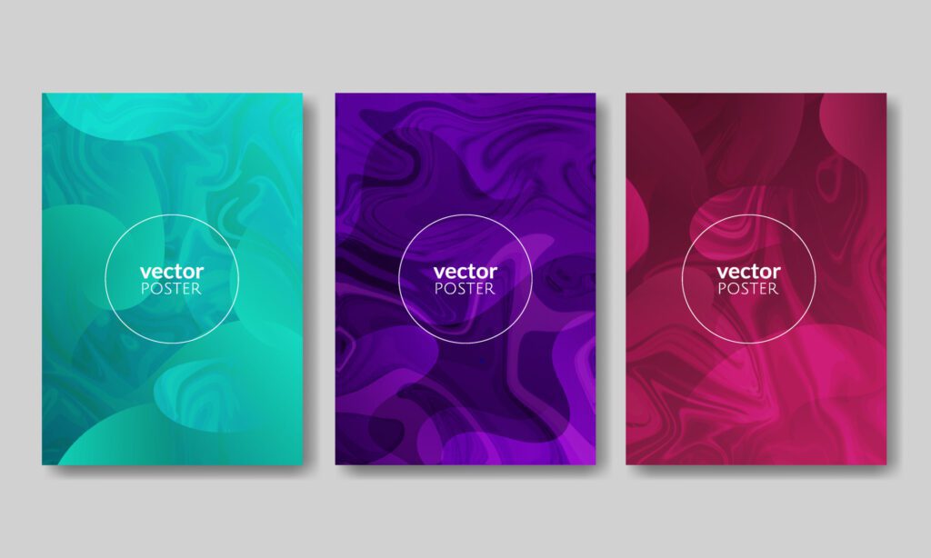 Set Design Cover Template With Colorful Liquid Effect Free Vector