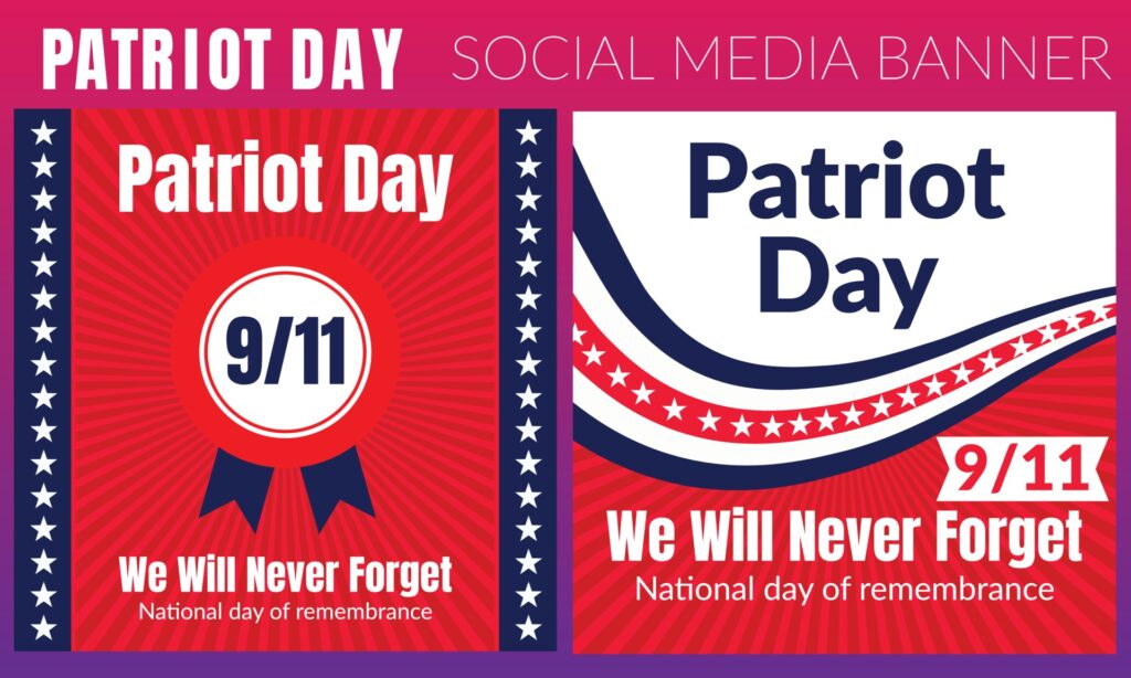 Patriot Day 9.11 Memorial illustration with USA flag, text 911 Free Vector