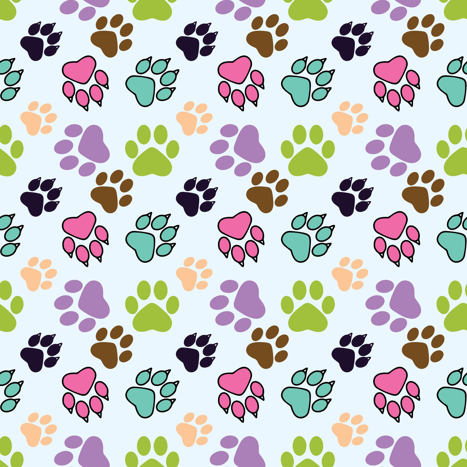 Splashed Paws Seamless Pattern Design 02 Free Vector