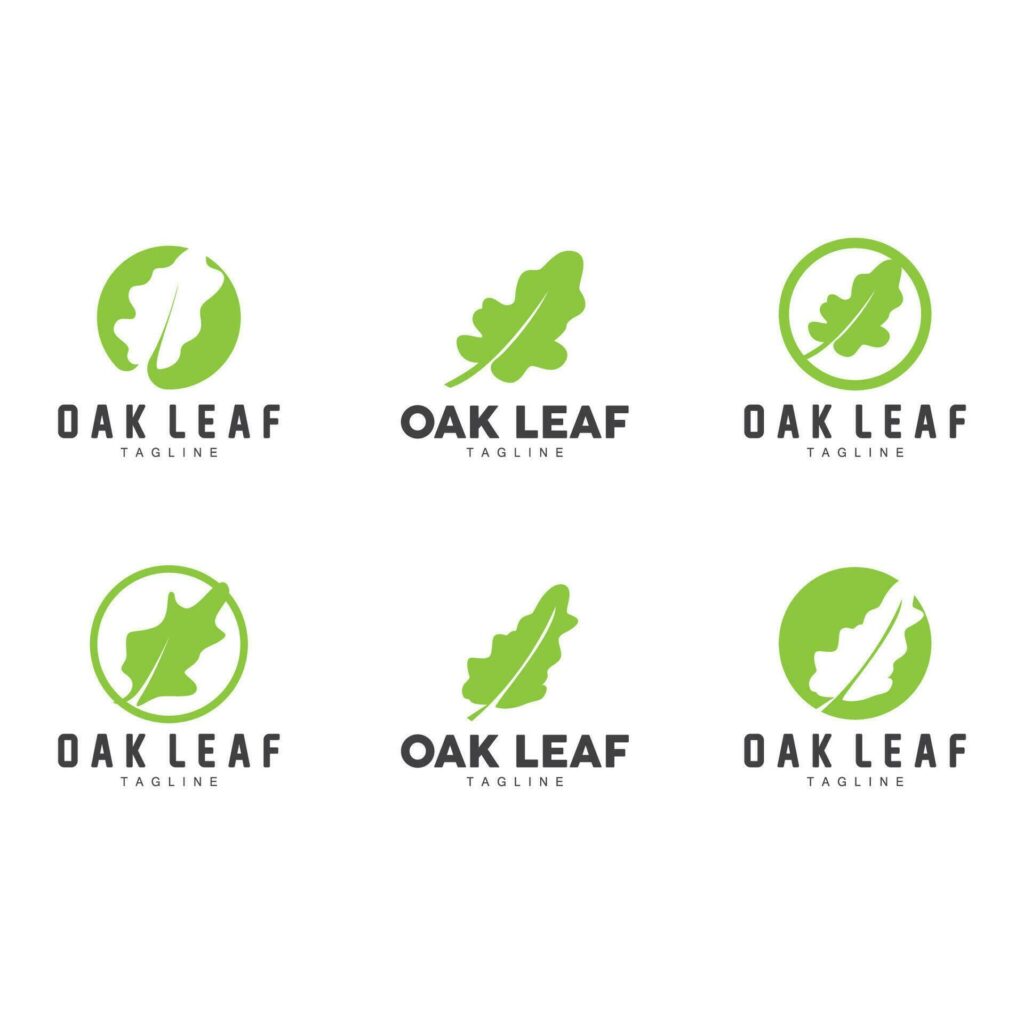 Oak Leaf Logo Design, Simple Green Plant Vector, Template Illustration Stock Free