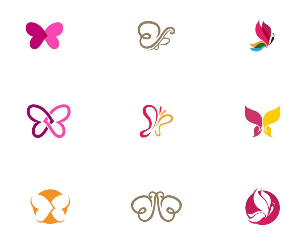 Butterfly conceptual simple colorful Logo Stock Free