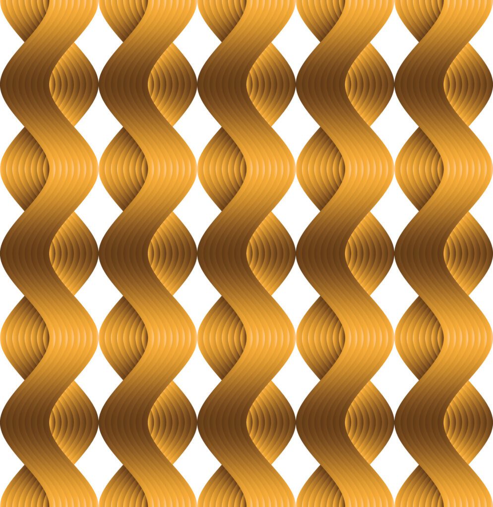 a golden wavy pattern on a white background Free Vector