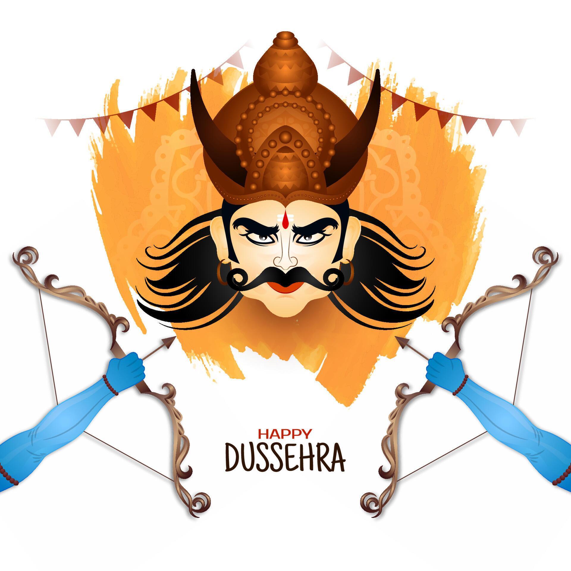 Happy Dussehra traditional Indian festival celebration background design Stock Free