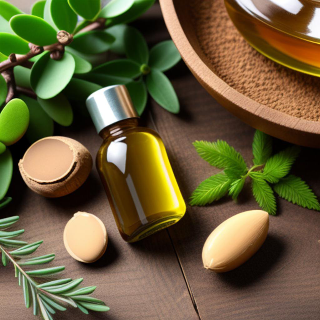 Argan oil in greenery by @ai_generated