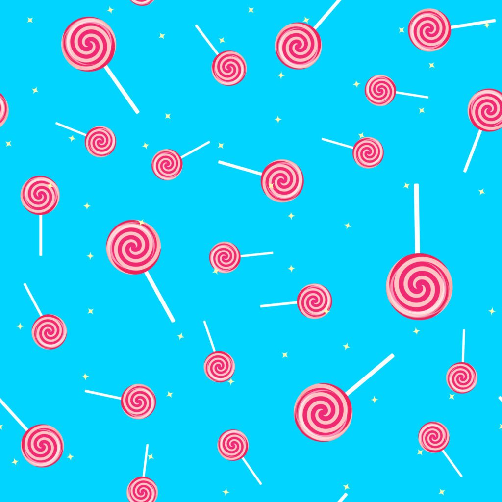 Abstract Seamless Pattern Background with Sweet Lollipop. Free Vector