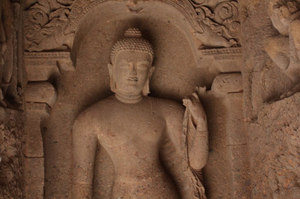 Buddha Sculpture Inside Caves Stock Free