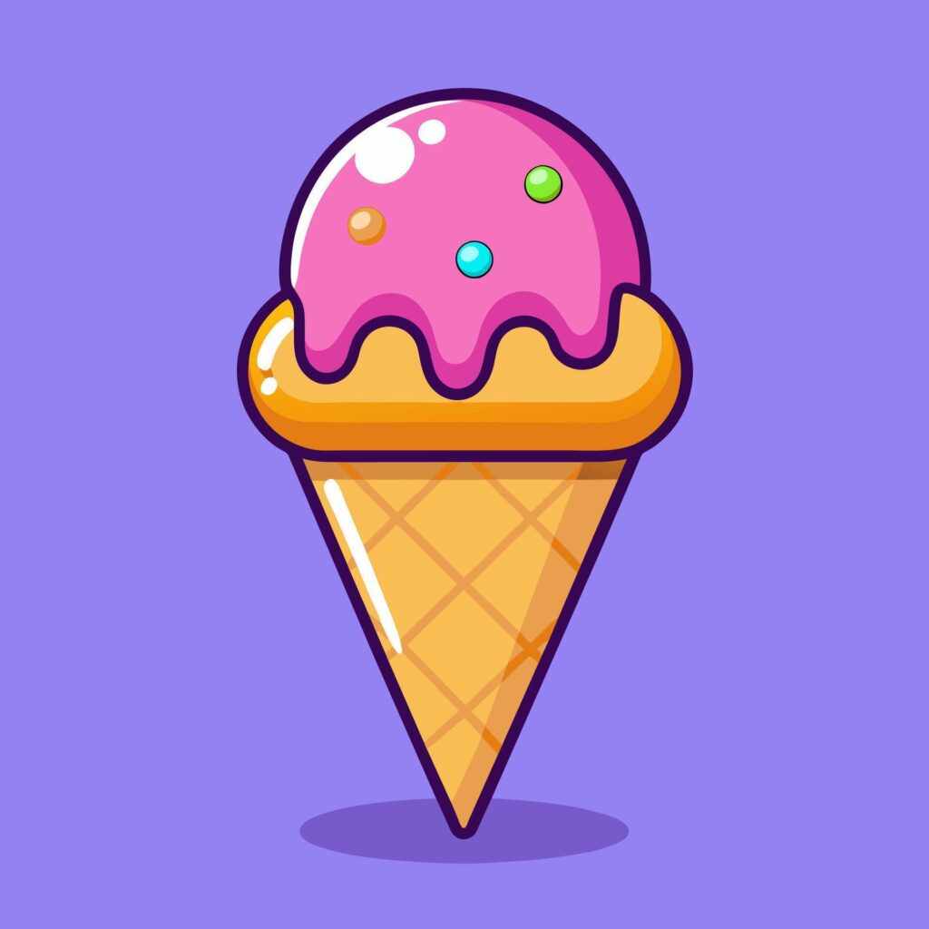 art of Ice cream cone cartoon style flat icon illustration Stock Free