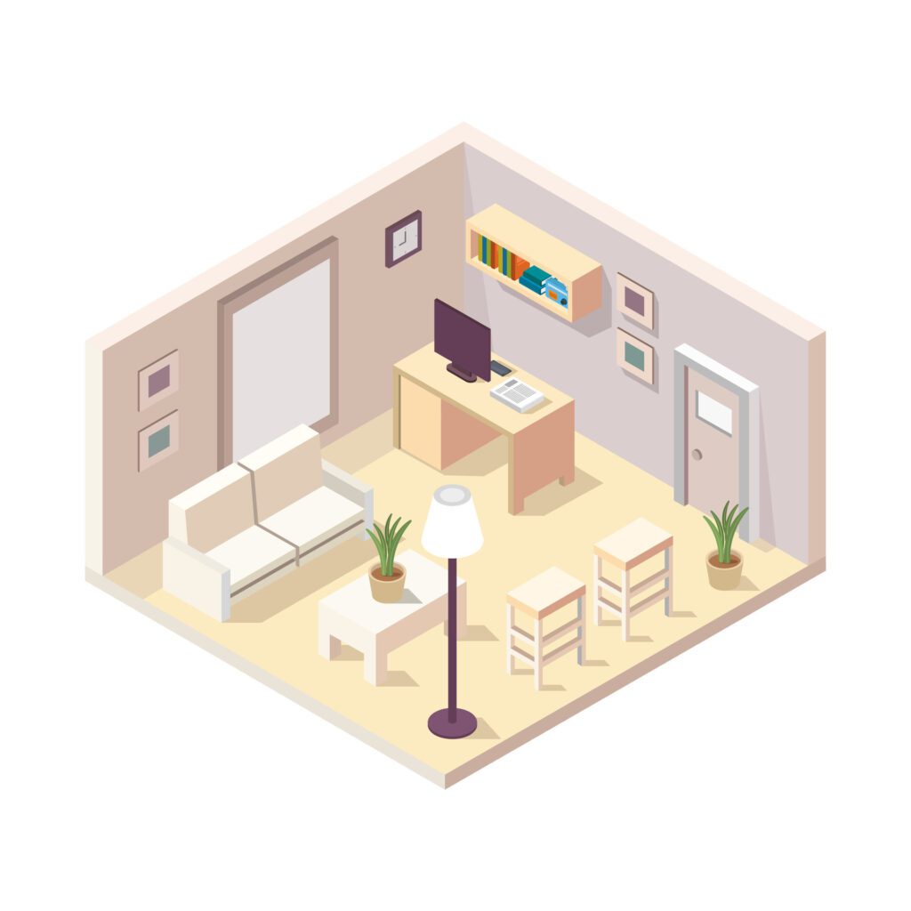 Isometric living room on a background Free Vector