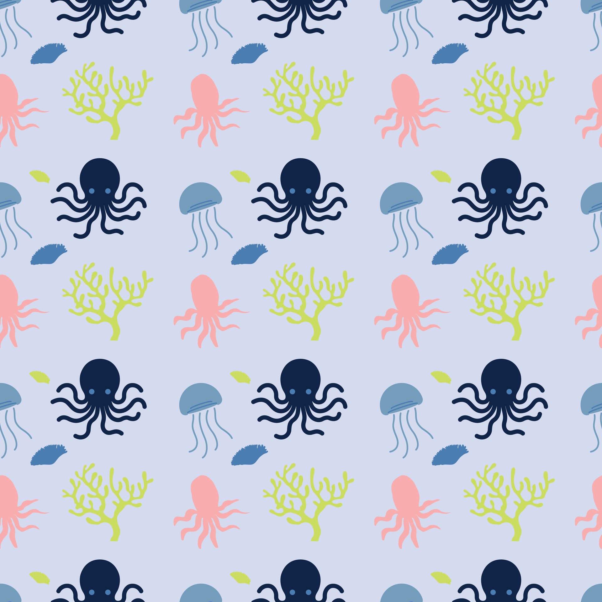 Octopus Babies Seamless Pattern Design Free Vector