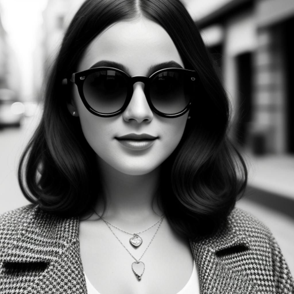 Girl with retro sunglasses, by @ai_generated