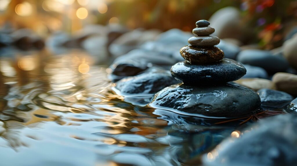 Zen Stones Balancing in Tranquil Water Free Photo