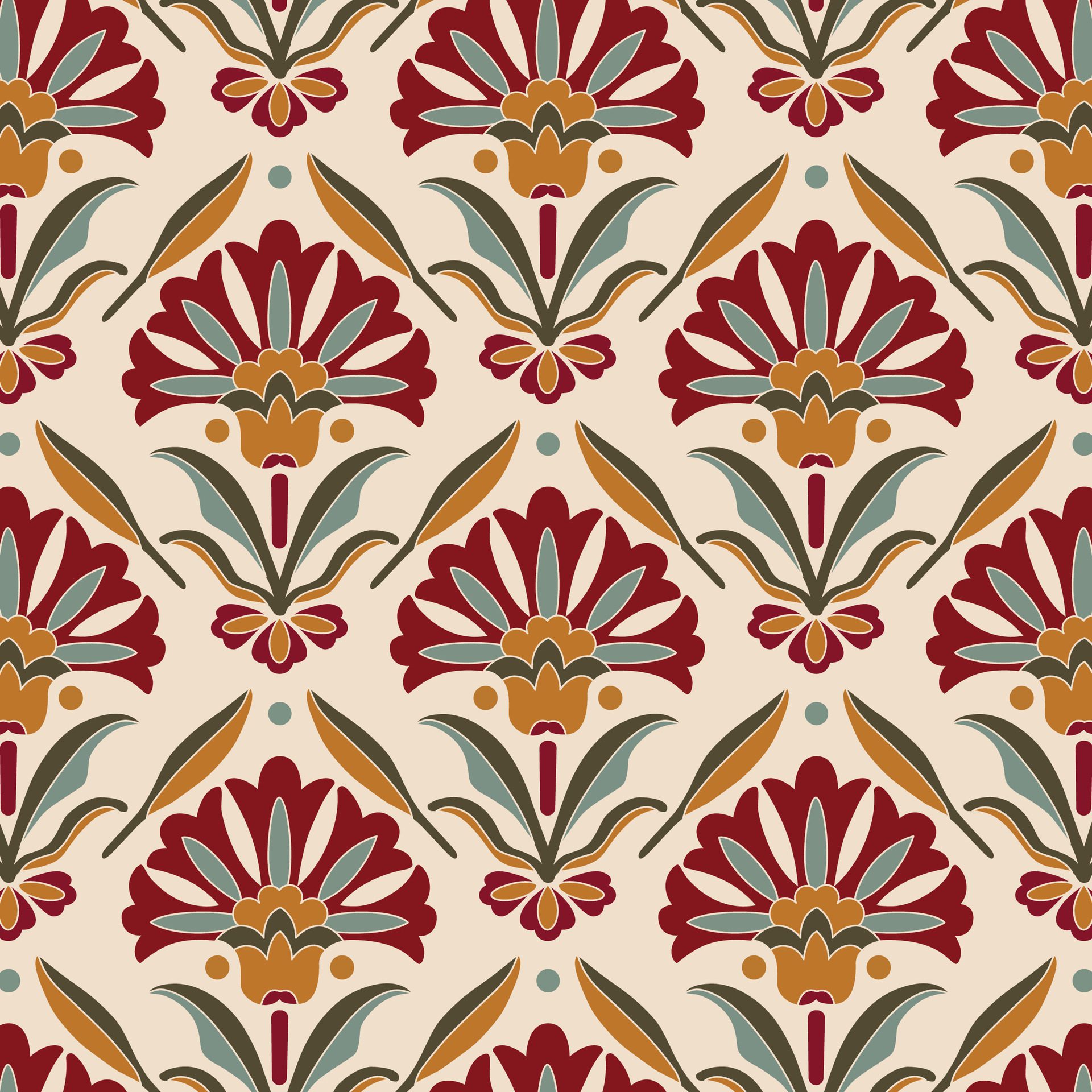 Vector Illustration of Floral hand-drawn seamless pattern Free Vector