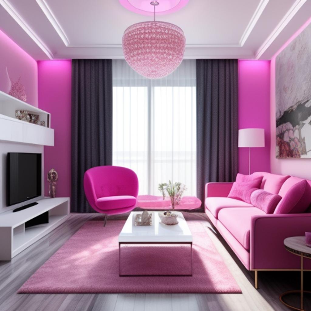 Pink luxurious living room by @ai_generated