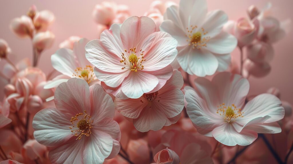 Pink Flowers in Bottle on Pink Background Stock Free