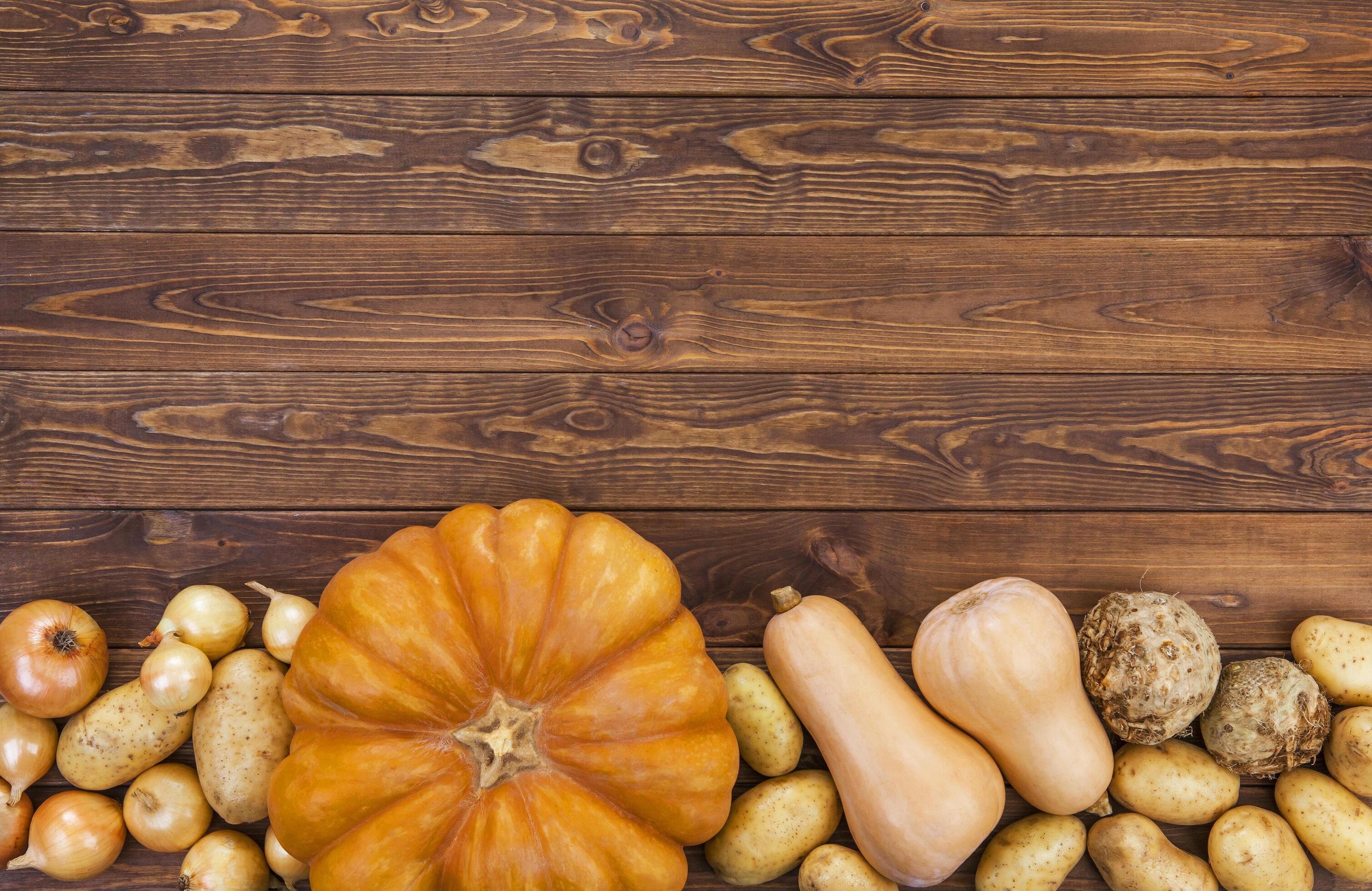 Autumn harvest background, top view Stock Free