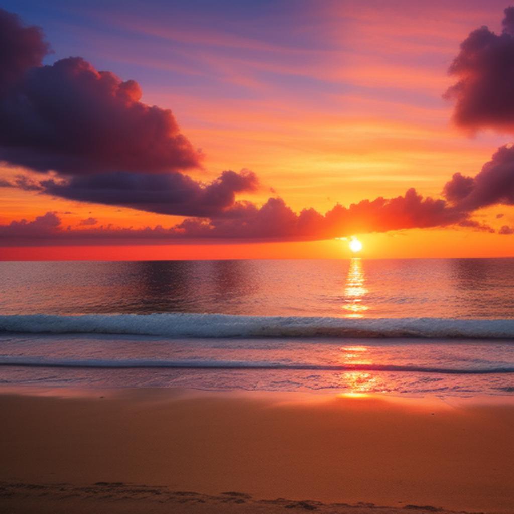 Background, Beach sunset by by @ai_generated