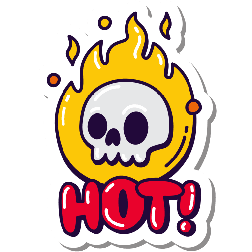 Hot, skull, flame sticker